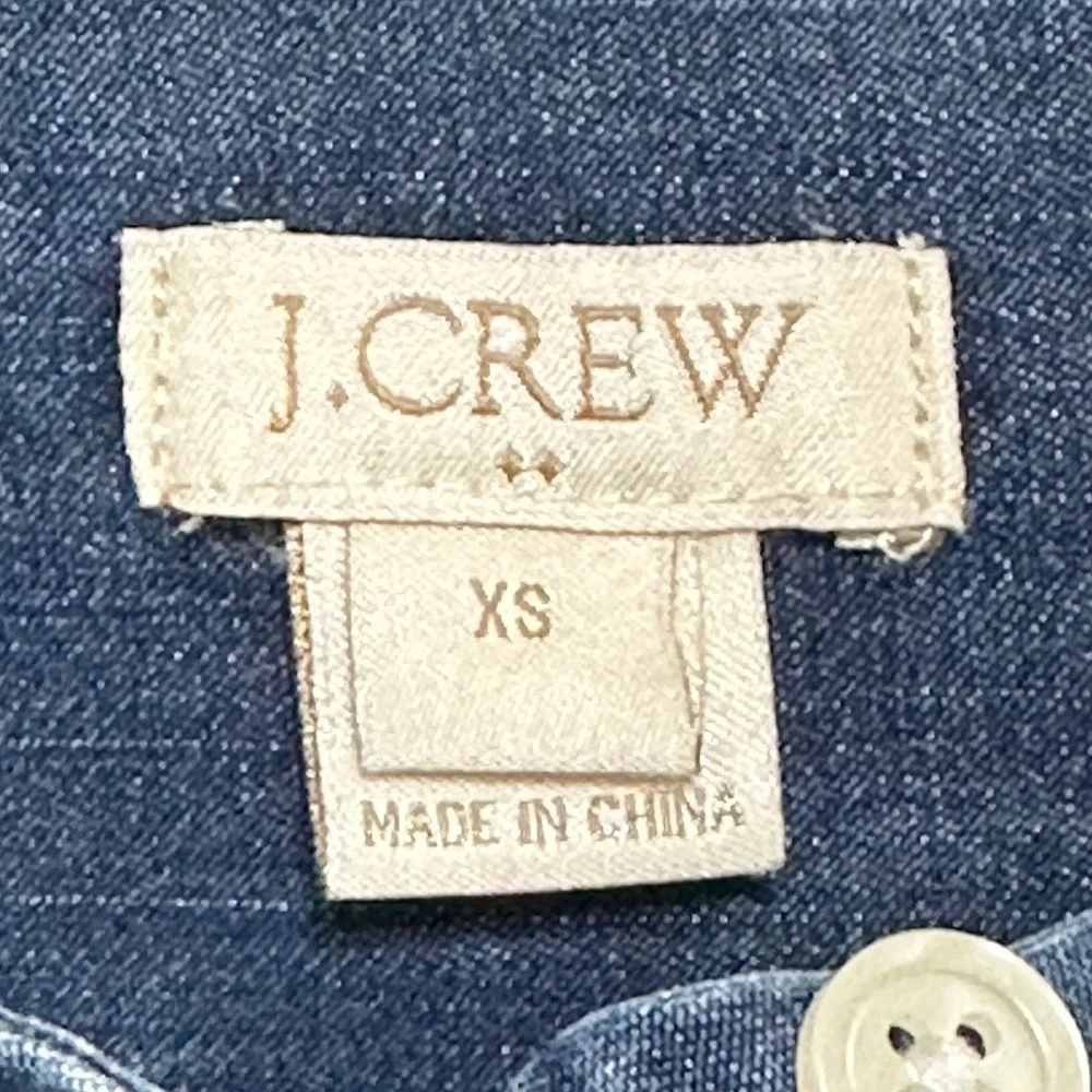 J. Crew Chambray Denim Popover Shirt Dress Womens XS Blue Long Sleeve Cotton